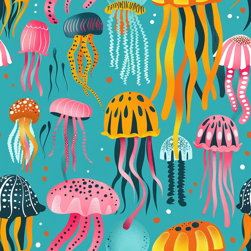 Happy Jellyfish Pattern 8 Minky Fabric