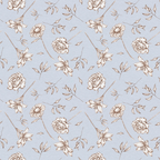 lavender background, brown lineart, floral pattern, roses, daisies, lilies, botanical motifs, vintage style, delicate flowers, scattered leaves, repeating design,, fabric panel, soft purple, sepia tones, feminine design, garden flowers, hand-drawn style, crafting material
