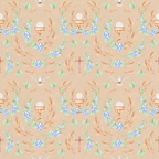 fabric panel, religious theme, communion chalice, holy dove, grapes, wheat stalks, cross symbol, peach background, blue grapes, green leaves, orange accents, white dove, sacred symbols, christian motifs, repeating pattern, spiritual design, ecclesiastical elements, communion bread, vine leaves