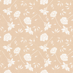 beige background, white flowers, roses, daisies, floral pattern, botanical design, leaves, stems, scattered blooms, neutral tones, soft pastels, delicate motifs,, fabric panel, repeating pattern, feminine style, romantic florals, crafting material, sewing fabric, spring flowers