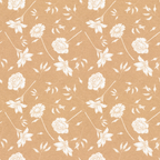warm beige, cream white, floral pattern, roses, daisies, botanical design, scattered flowers, leaves, stems,, fabric panel, repeating motif, soft tones, delicate florals, vintage style, feminine design, crafting material, sewing fabric, neutral palette