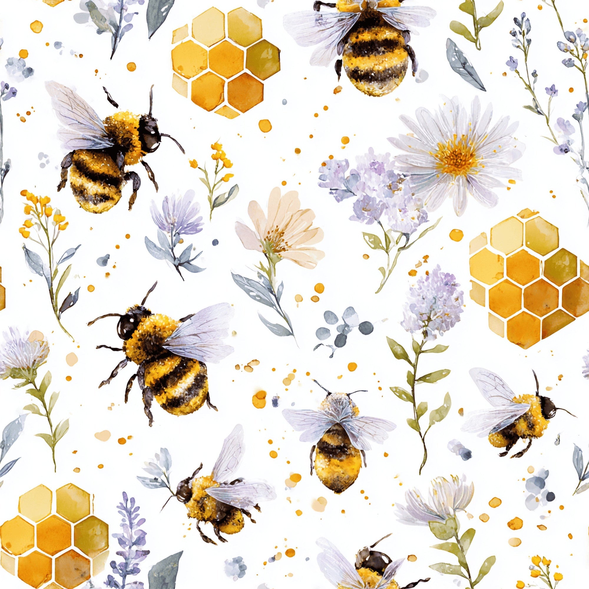 Honeycomb and Bees Pattern 1 Minky Fabric
