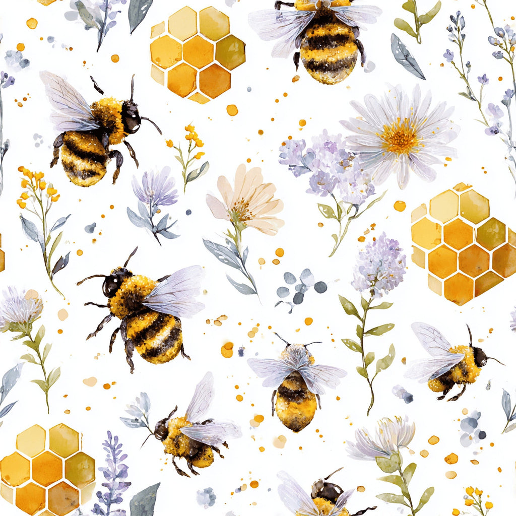 Honeycomb and Bees Pattern 1 Minky Fabric