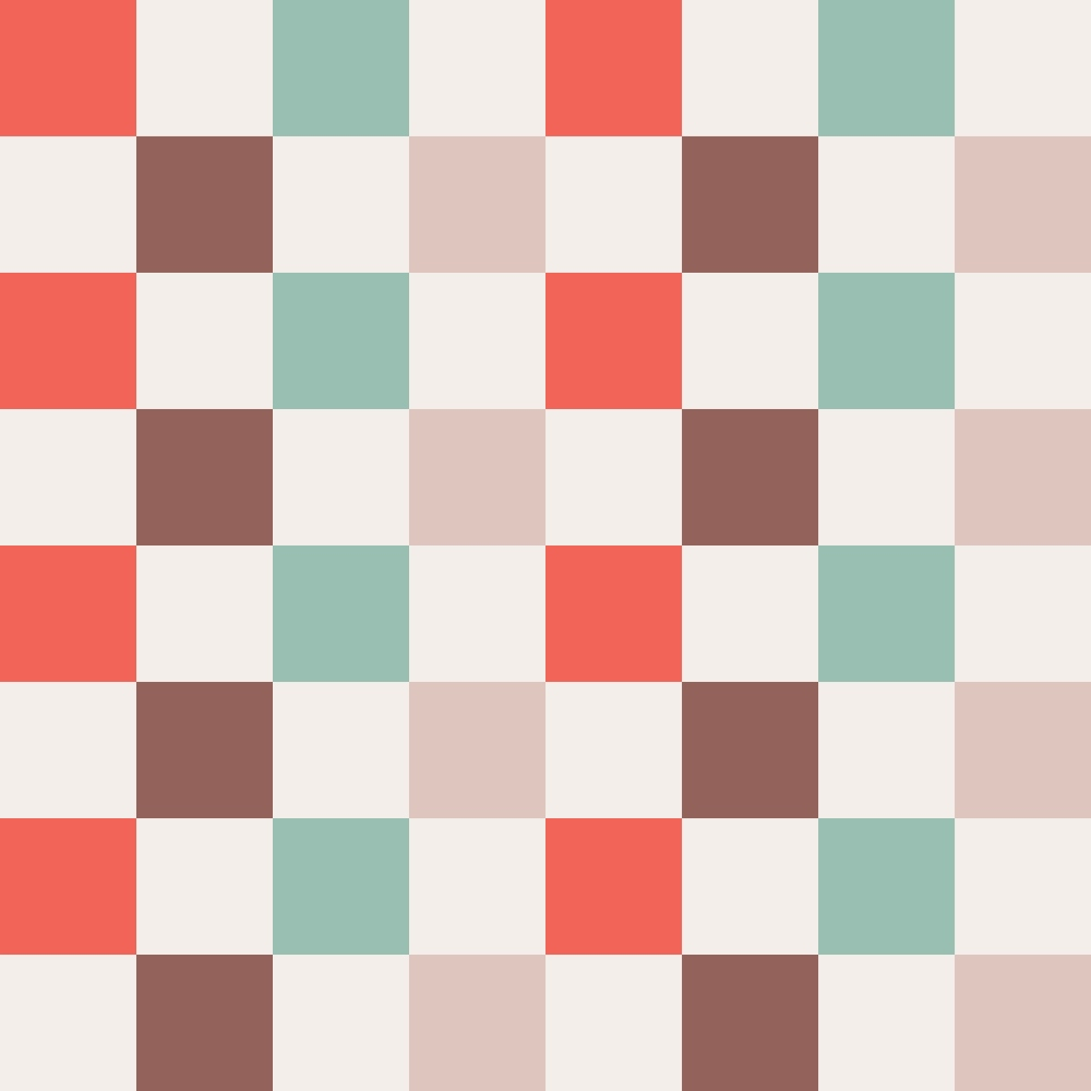 coral red, sage green, cream, dusty rose, brown, geometric blocks, checkerboard pattern,, fabric panel, western theme, santa claus, christmas motif, holiday fabric, cowboy style, festive design, patchwork squares, muted tones, seasonal quilting, cotton fabric, rustic colors