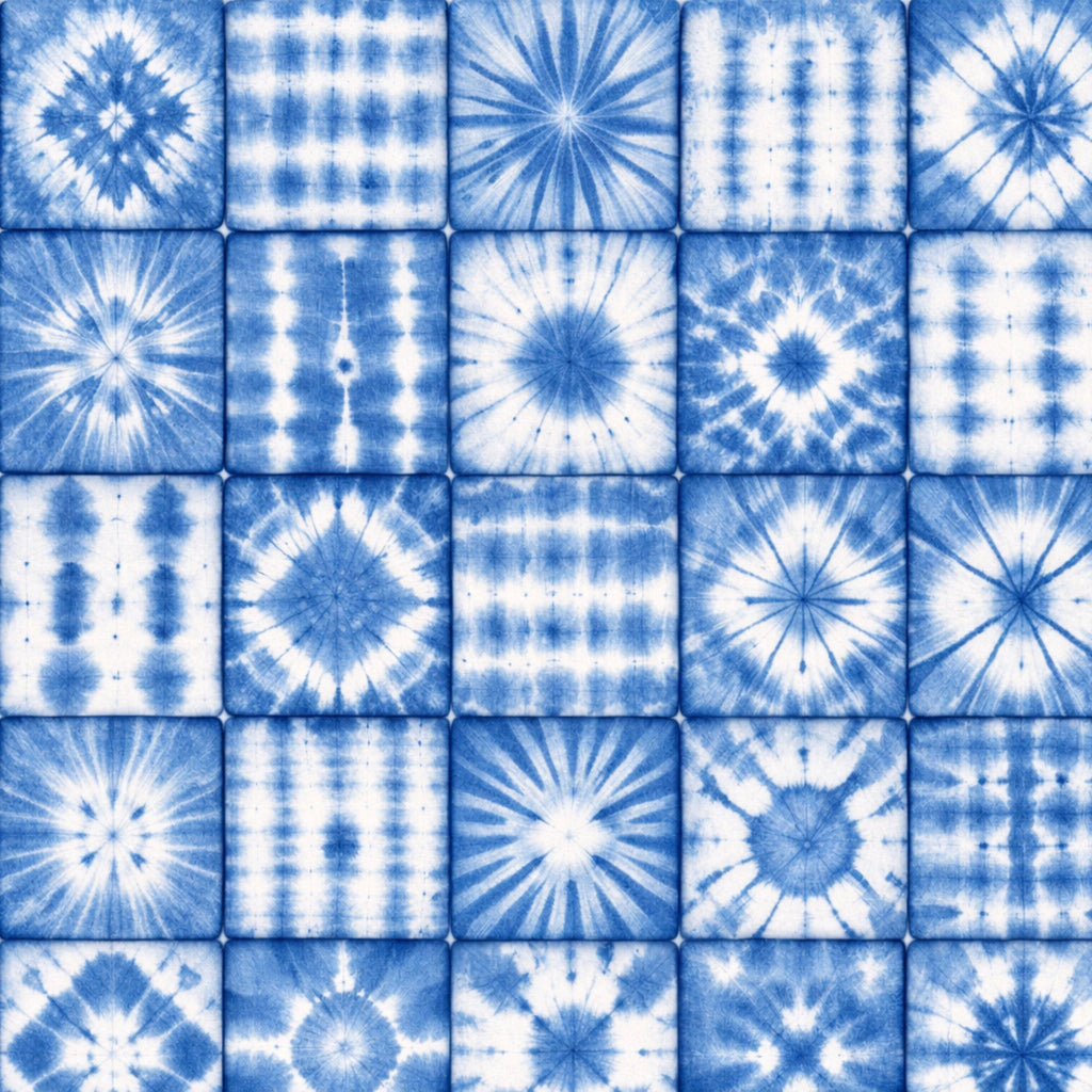 Indigo Shibori Tie Dye Pattern 16 Minky Fabric
