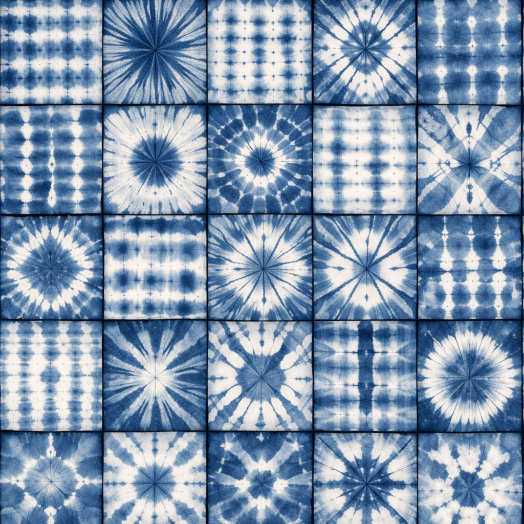 Indigo Shibori Tie Dye Pattern 18 Minky Fabric