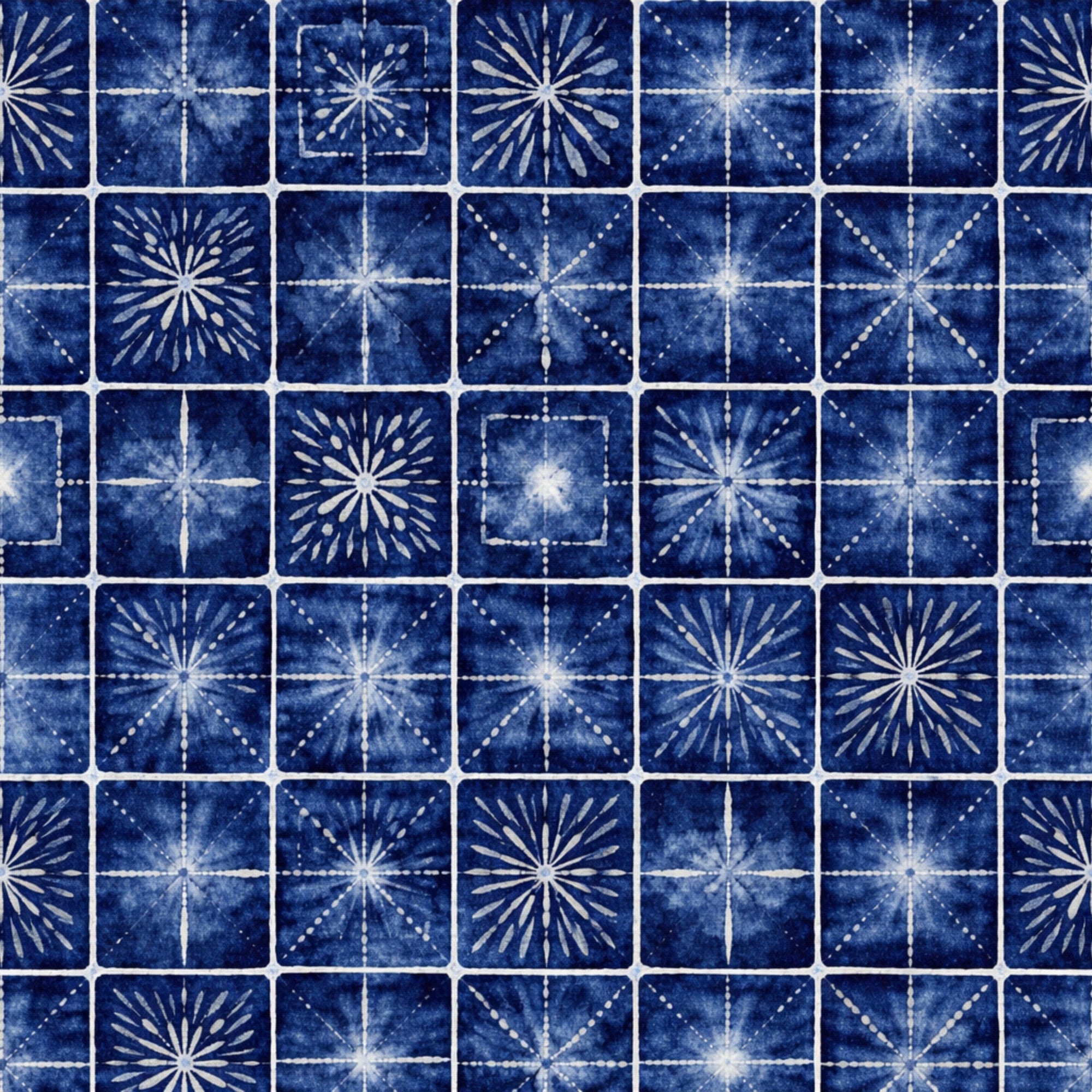 Indigo Shibori Tie Dye Pattern 24 Minky Fabric