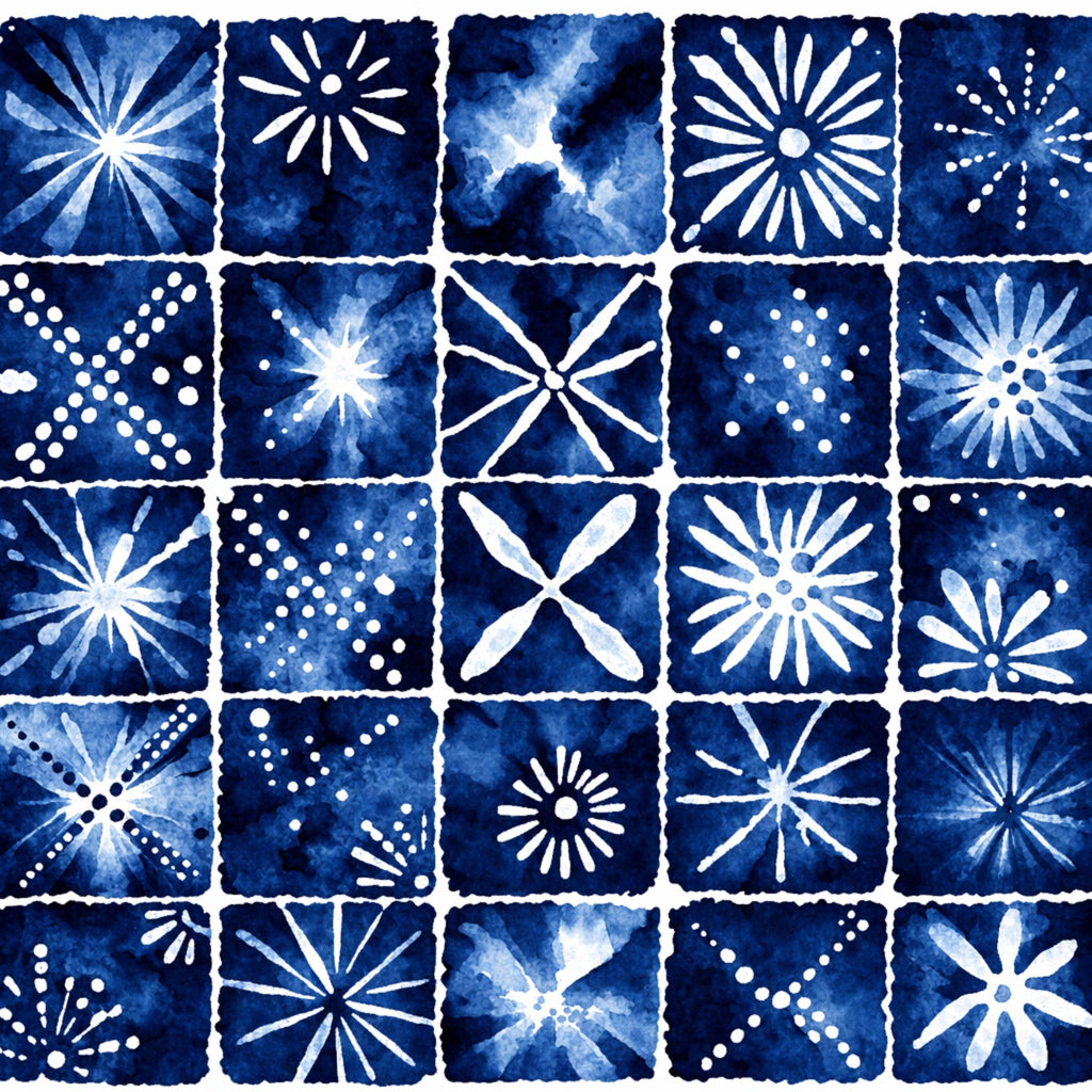 Indigo Shibori Tie Dye Pattern 25 Minky Fabric