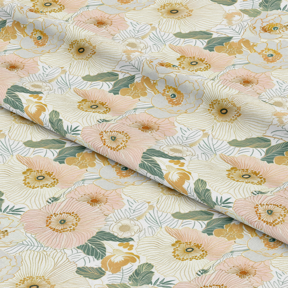 Japanese Blossoms Pattern 1 Quilting Cotton Fabric