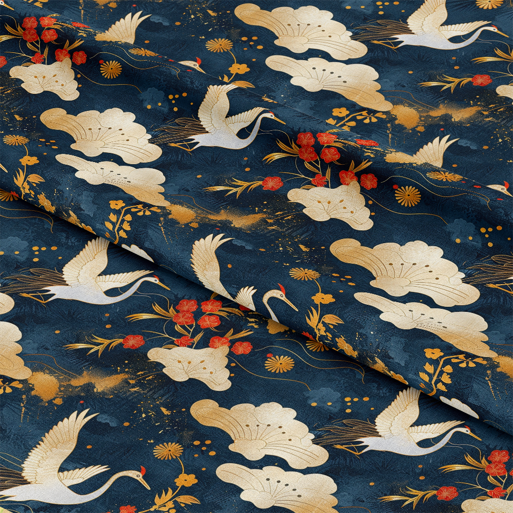 Japanese Cranes Pattern 7 Quilting Cotton Fabric