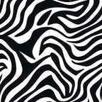 black and white, zebra stripes, animal print, wavy lines, flowing pattern, abstract design, monochrome,, fabric panel, jungle theme, safari pattern, striped motif, organic curves, high contrast, wildlife inspired, geometric waves, modern abstract, cotton fabric, craft material, sewing supplies