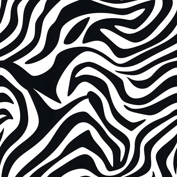 black and white, zebra stripes, animal print, wavy lines, flowing pattern, abstract design, monochrome,, fabric panel, jungle theme, safari pattern, striped motif, organic curves, high contrast, wildlife inspired, geometric waves, modern abstract, cotton fabric, craft material, sewing supplies