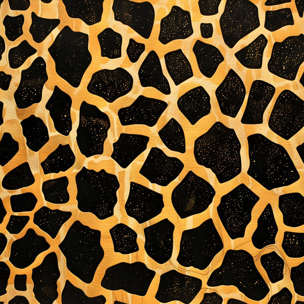 golden yellow, burnt orange, black spots, animal print, giraffe pattern, safari theme, jungle motif, irregular patches, organic shapes,, fabric panel, wildlife design, african inspired, natural texture, warm tones, geometric irregulars, spotted design, savanna colors, cotton fabric