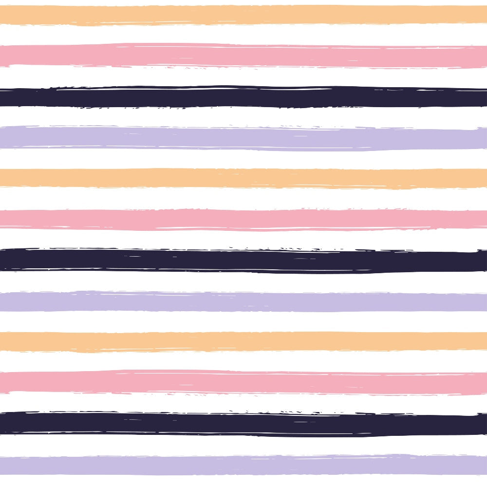 peach, pink, lavender, navy blue, horizontal stripes, brushstroke texture, watercolor style, pastel colors,, fabric panel, soft stripes, painted stripes, cotton fabric, crafting material, sewing fabric, striped pattern, muted tones, artistic stripes