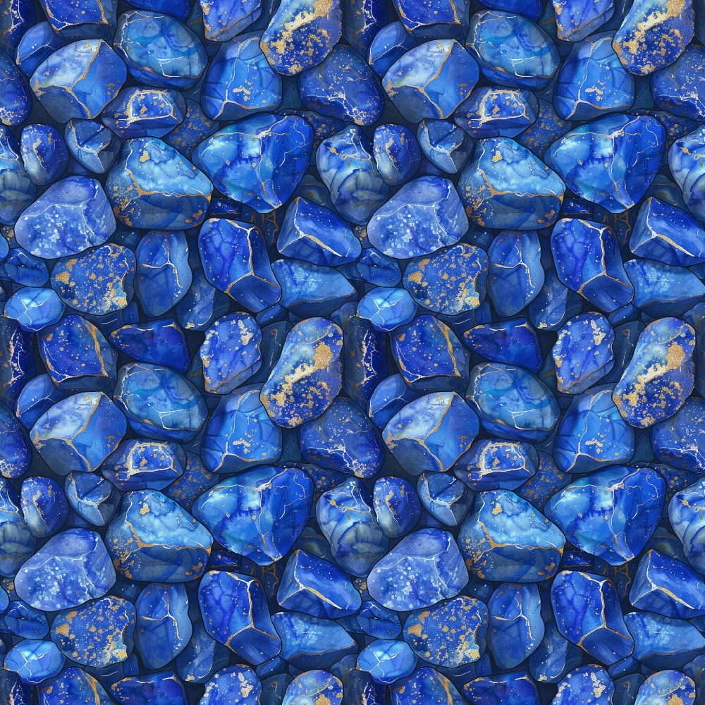 lapis lazuli, blue gemstones, royal blue, cobalt blue, navy blue, gold veining, mineral pattern, rock formation, geological design, natural stones, precious gems, seamless repeat, realistic texture, luxurious feel,, fabric panel, deep blue tones, crystalline structure, sophisticated pattern, elegant motif