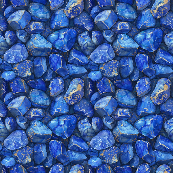 lapis lazuli, blue gemstones, royal blue, cobalt blue, navy blue, gold veining, mineral pattern, rock formation, geological design, natural stones, precious gems, seamless repeat, realistic texture, luxurious feel,, fabric panel, deep blue tones, crystalline structure, sophisticated pattern, elegant motif