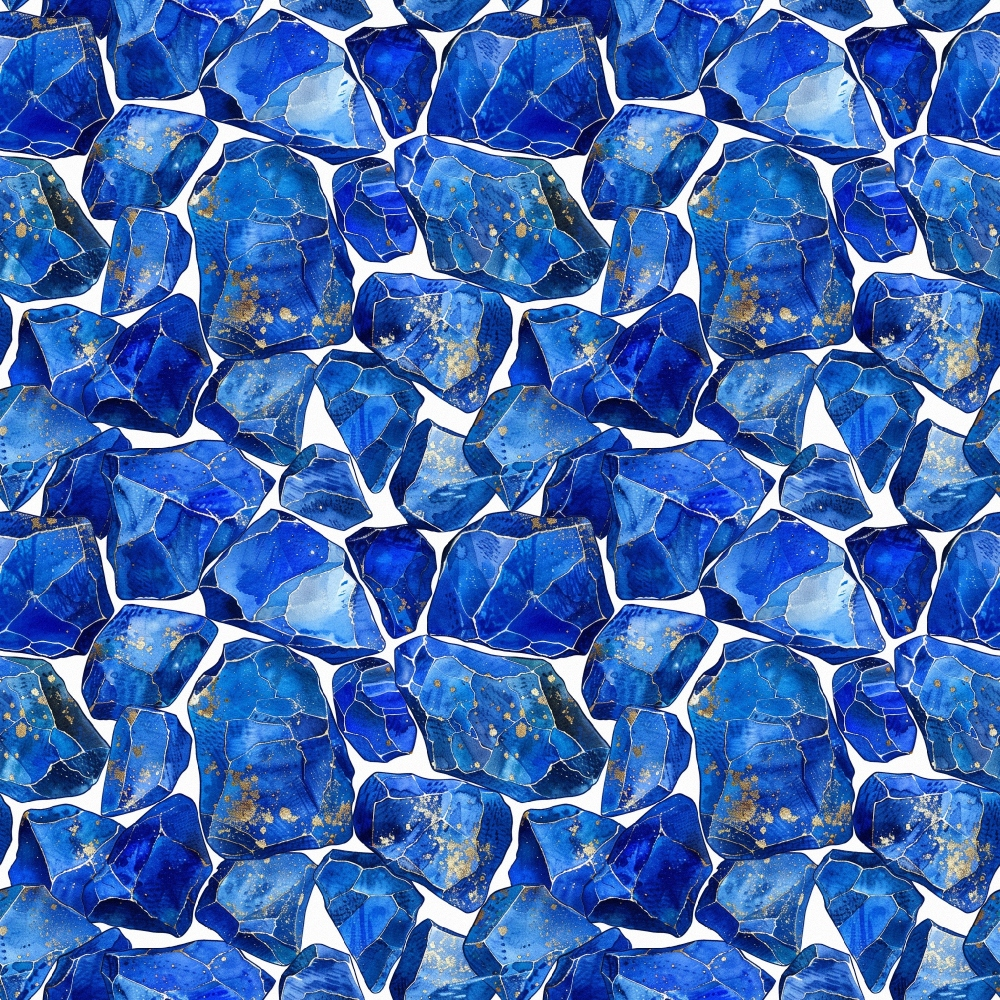 blue, sapphire blue, navy blue, lapis lazuli, gemstone pattern, mineral design, rock formation, crystalline texture, geometric shapes, natural stones,, fabric panel, repetitive pattern, jewel tones, earthy accents, geological theme, seamless design, craft fabric, piecing fabric, mineral collection