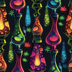 lava lamps, cannabis leaves, marijuana motifs, psychedelic pattern, neon colors, electric blue, hot pink, lime green, orange, purple, yellow, retro style, 1960s inspired, groovy design, bubbling liquid, abstract shapes,, fabric panel, vibrant colors, kaleidoscope effect, mod aesthetic