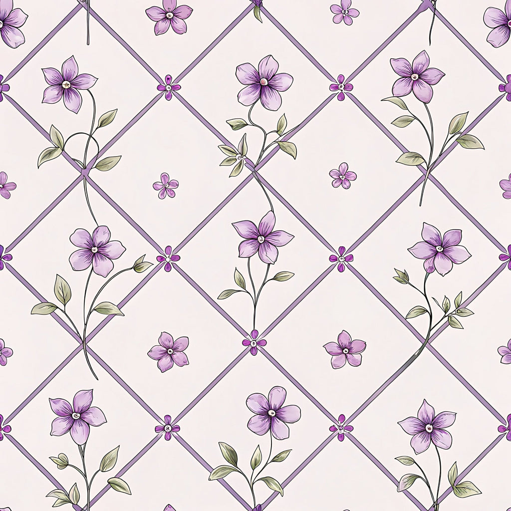 Lilac Ribbon Trellis Pattern 11 Minky Fabric
