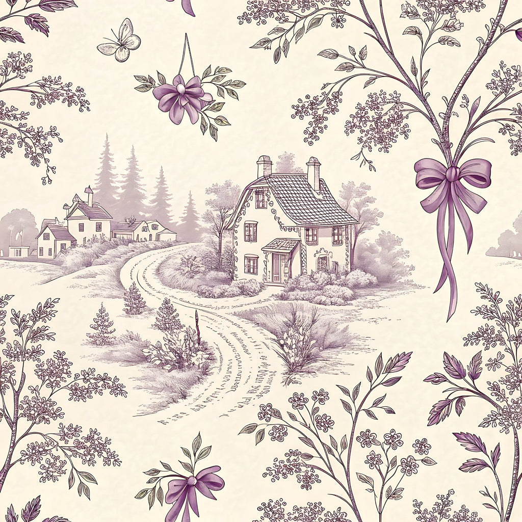 Lilac Ribbon Trellis Pattern 16 Minky Fabric