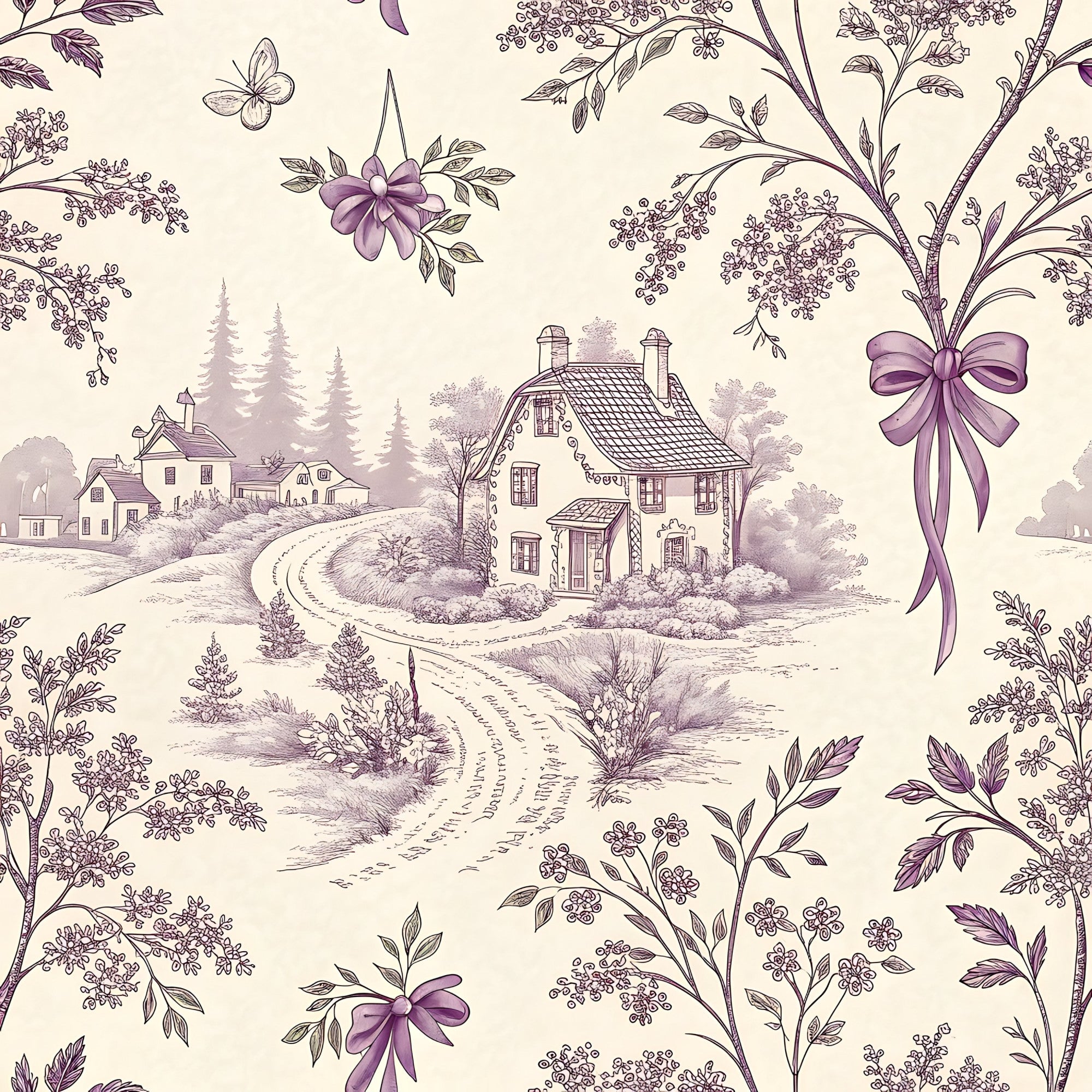 Lilac Ribbon Trellis Pattern 16 Minky Fabric