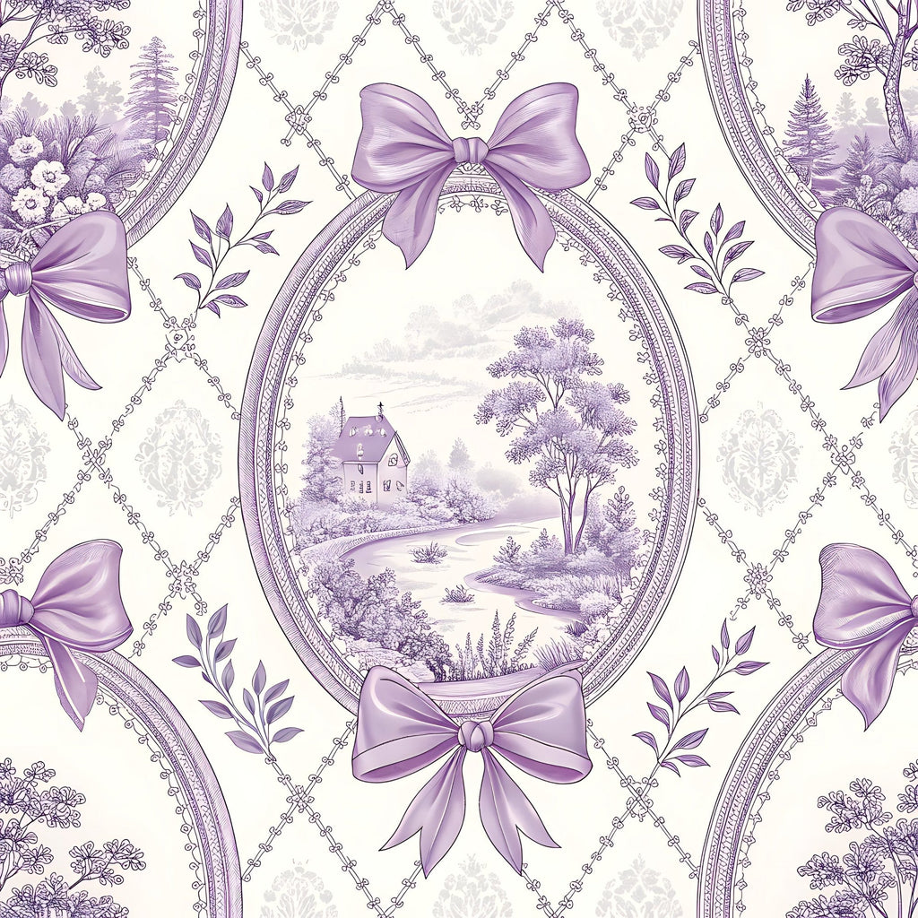 Lilac Ribbon Trellis Pattern 17 Minky Fabric
