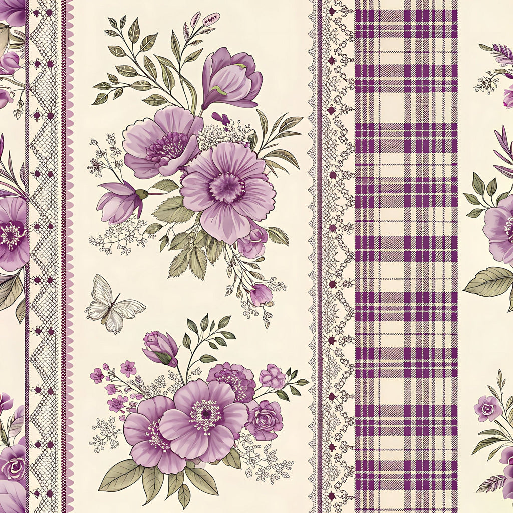 Lilac Ribbon Trellis Pattern 19 Minky Fabric