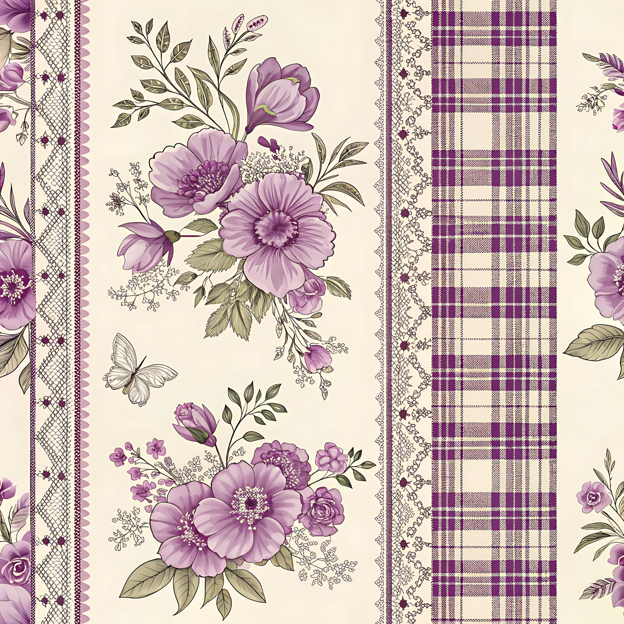 Lilac Ribbon Trellis Pattern 19 Minky Fabric
