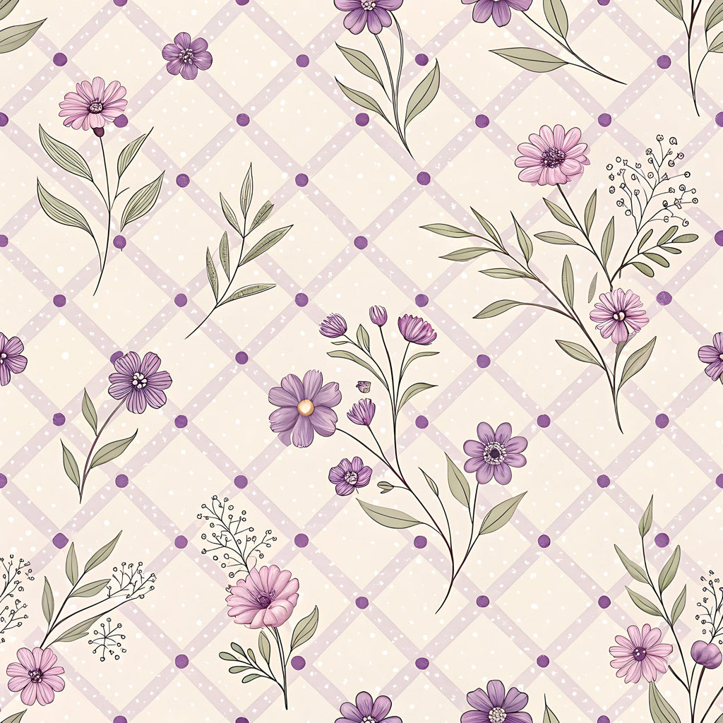 Lilac Ribbon Trellis Pattern 23 Minky Fabric