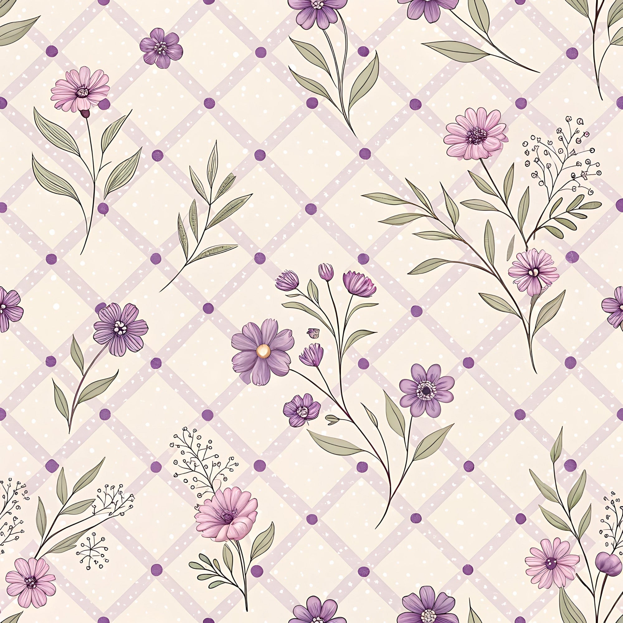 Lilac Ribbon Trellis Pattern 23 Minky Fabric