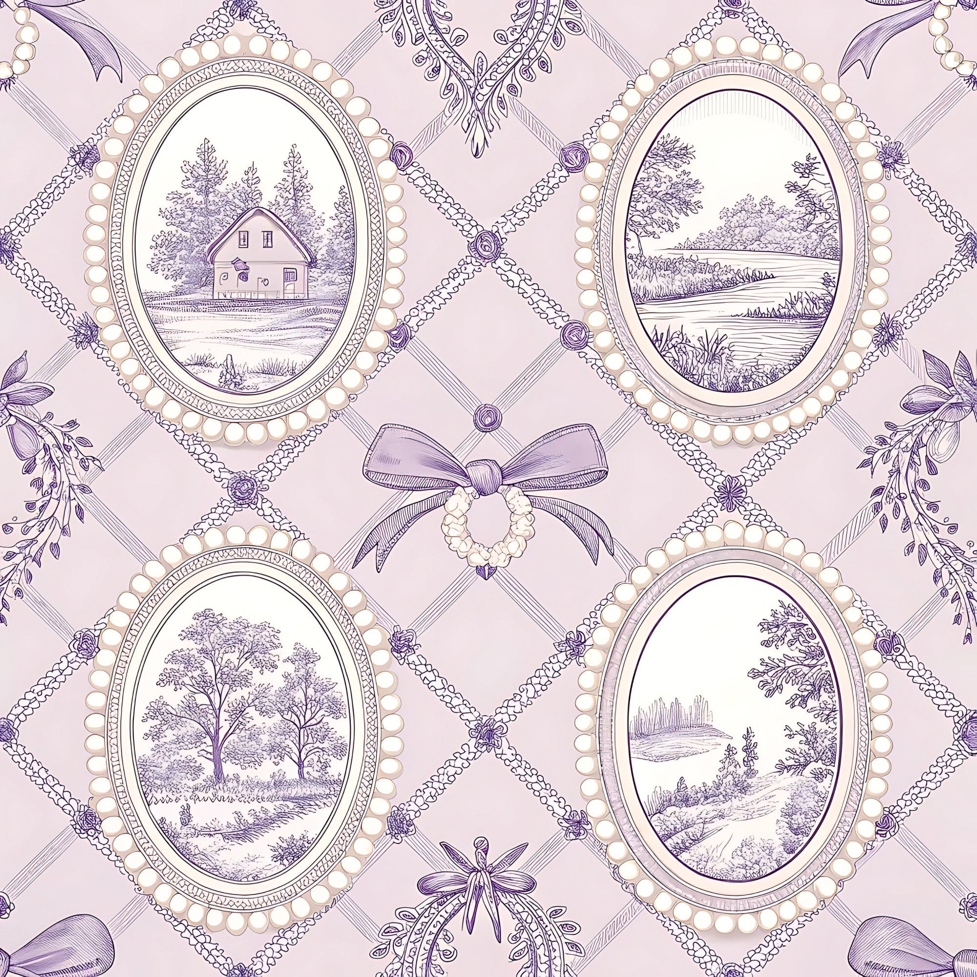 Lilac Ribbon Trellis Pattern 5 Minky Fabric