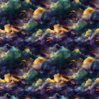cosmic nebula, galaxy pattern, deep purple, teal green, golden yellow, starfield, space clouds, celestial design, astronomy theme,, fabric panel, leo zodiac, constellation motif, universe pattern, cosmic dust, interstellar clouds, night sky, ethereal mood, mystical atmosphere, repeating pattern
