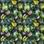 emerald green, forest green, lime green, purple, amethyst, lavender, gemstone pattern, crystal design, faceted gems, jewel tones, geometric shapes, luxurious, sparkling, prismatic,, fabric panel, repeating pattern, mineral inspired, multifaceted, treasure theme
