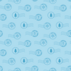 light blue, pale blue, postal stamps, christmas tree, snowflake, gift box, postmark design, wavy lines, holiday motifs, winter theme, repeating pattern,, fabric panel, seasonal design, mail theme, circular stamps, festive elements, monochromatic blue, christmas fabric, holiday quilting