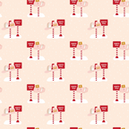 north pole signs, red and white stripes, candy cane poles, christmas mailbox, beige background, holiday pattern,, fabric panel, festive design, winter theme, santa's workshop, postal elements, repeating motif, christmas decor, seasonal fabric, craft material, patchwork design, holiday sewing, red signage, striped posts