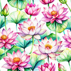 Lotus Flower Watercolor Pattern 12 Minky Fabric