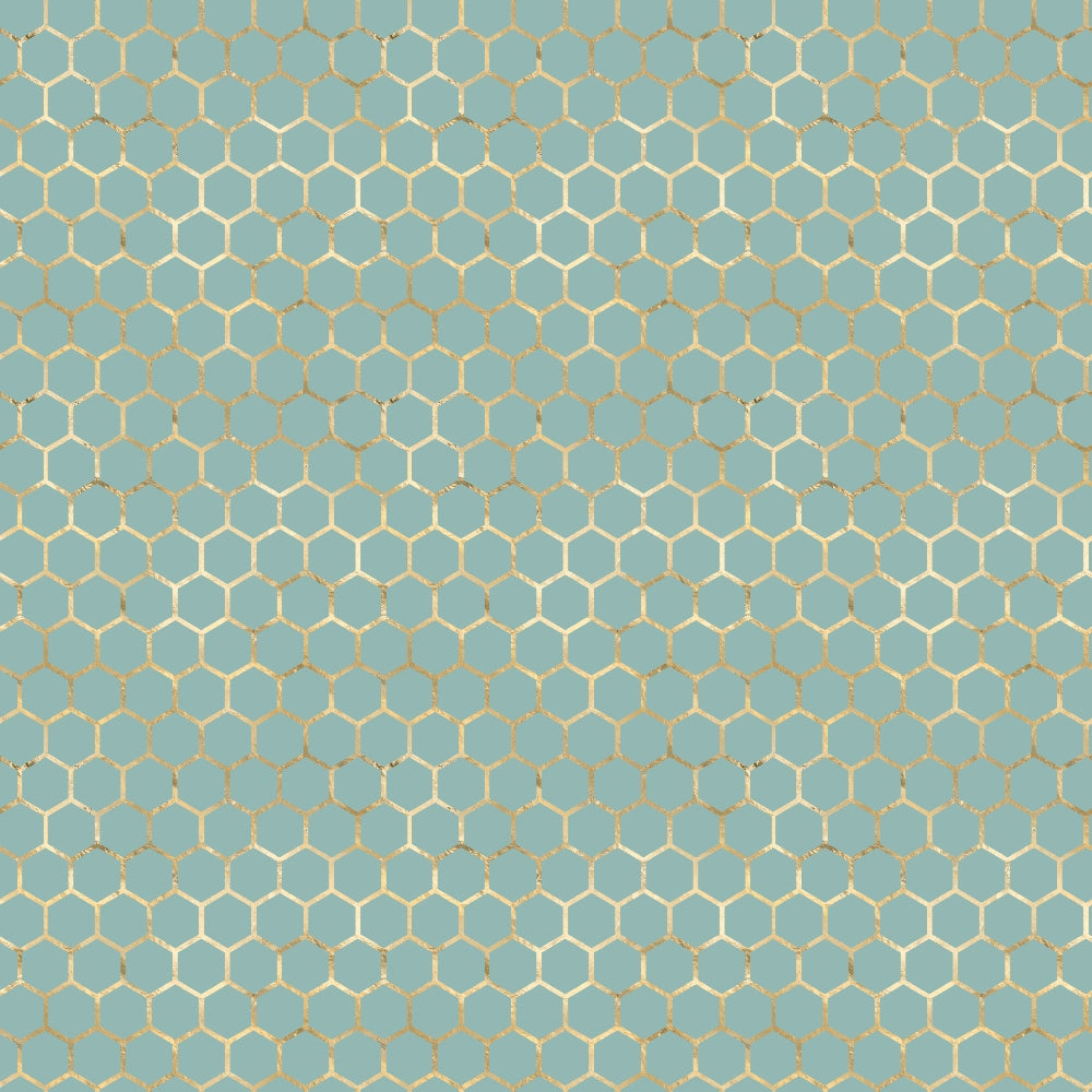 honeycomb pattern, hexagonal design, sage green, muted green, golden yellow, geometric pattern, bee-inspired, nature motif,, fabric panel, soft pastels, repeating pattern, modern geometric, craft fabric, sewing material, contemporary design, subtle texture, coordinating colors