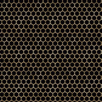 honeycomb pattern, geometric hexagons, golden yellow, black background, bee-inspired, nature motif,, fabric panel, repeating pattern, hexagonal grid, apiary theme, beehive structure, craft fabric, sewing material, contemporary design, insect theme, symmetrical pattern, tessellation, bright contrast, quilting project