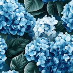 blue hydrangeas, white flowers, botanical floral, green leaves, cottage garden,, fabric panel, periwinkle blue, soft pastels, garden blooms, nature pattern, floral clusters, romantic florals, spring flowers, delicate petals, botanical print, gardening theme, flower heads, leafy background, blooming pattern