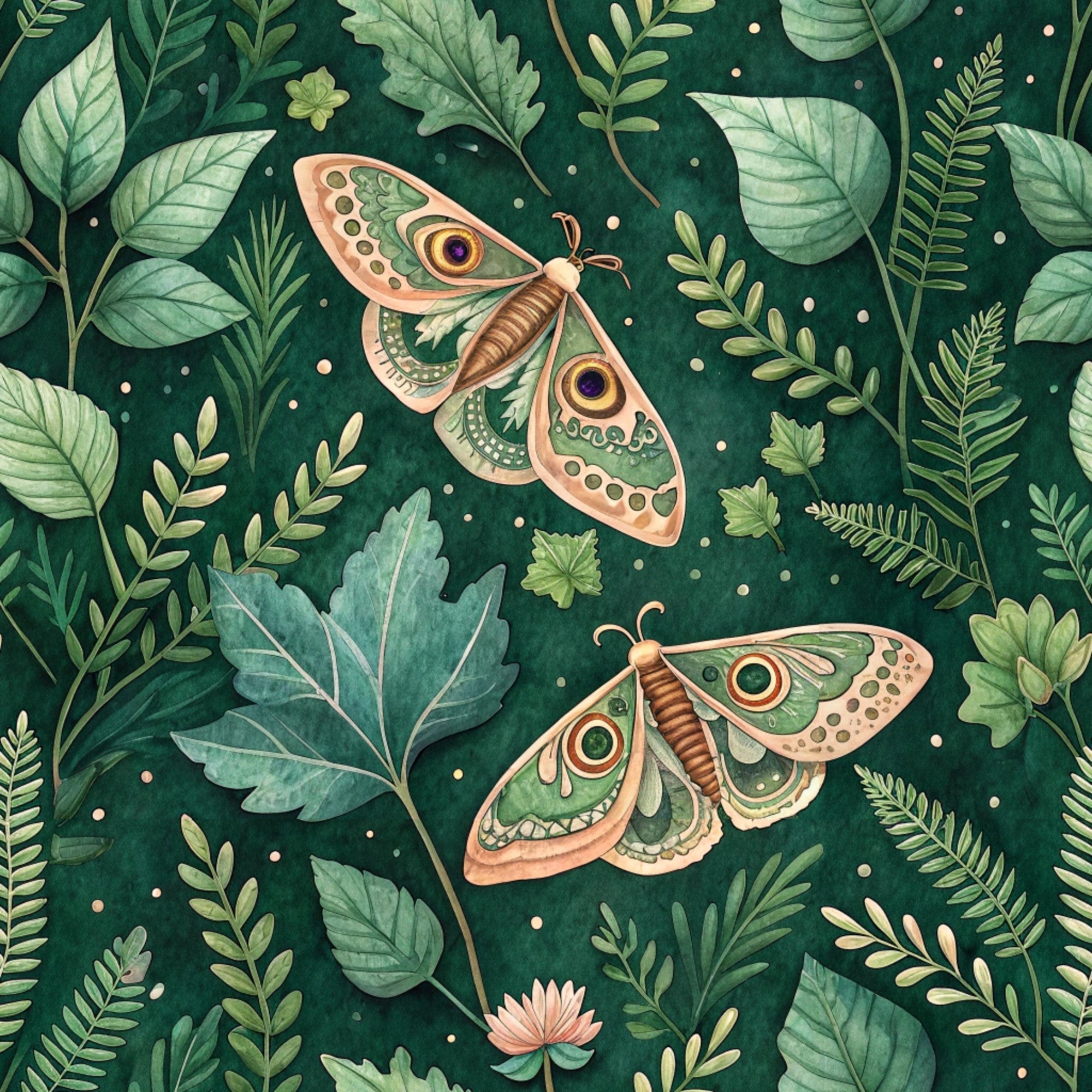 Magical Forest Moth Pattern 6 Minky Fabric