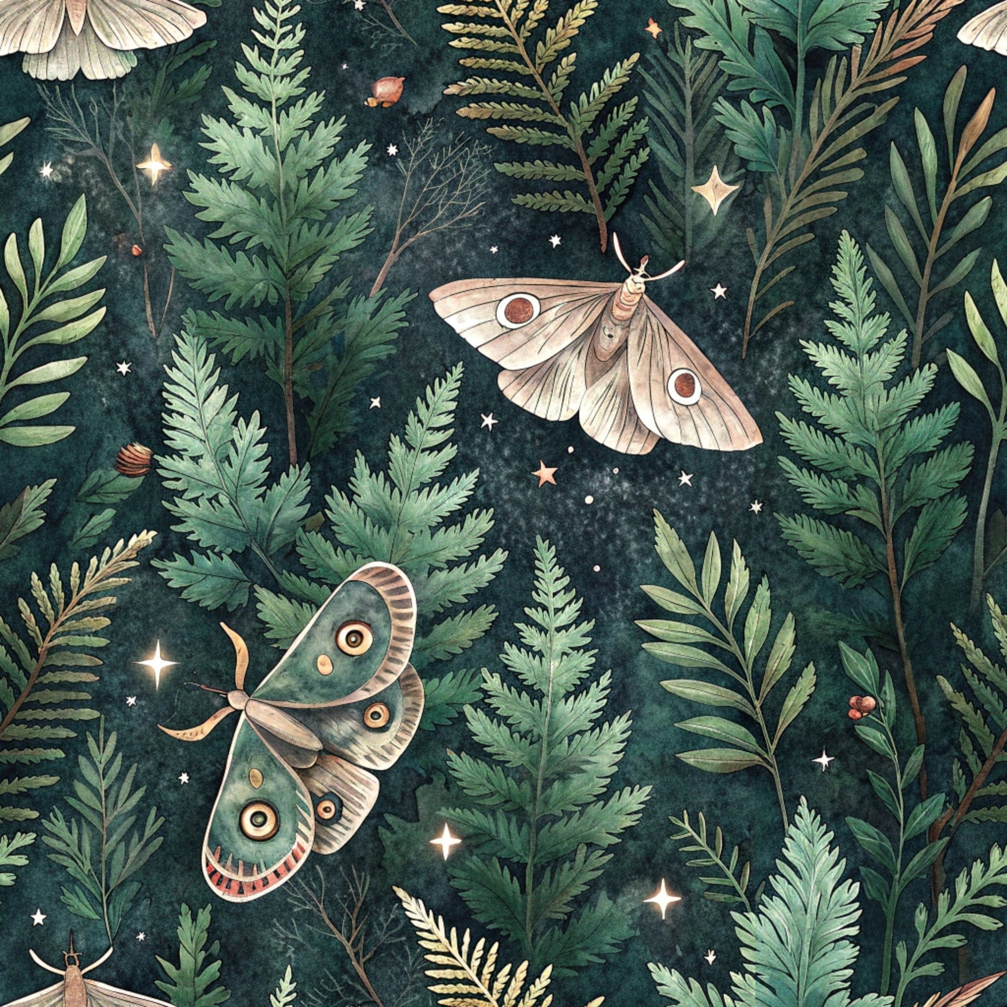 Magical Forest Moth Pattern 8 Minky Fabric