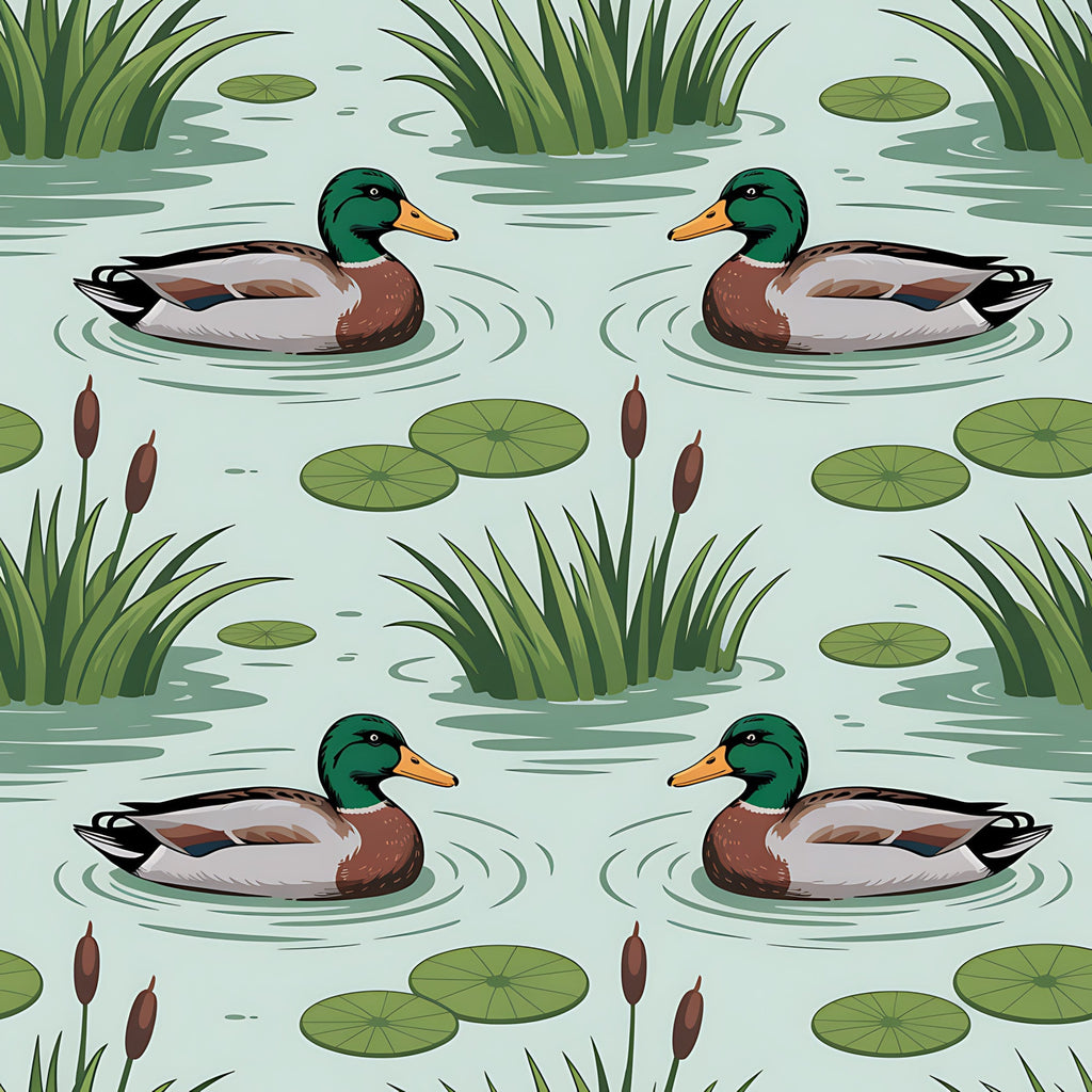 Drakes and Lilies Pattern 1 Minky Fabric