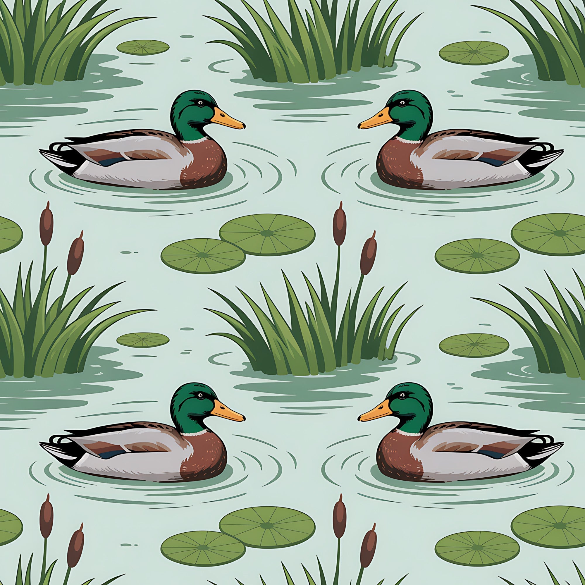 Drakes and Lilies Pattern 1 Minky Fabric