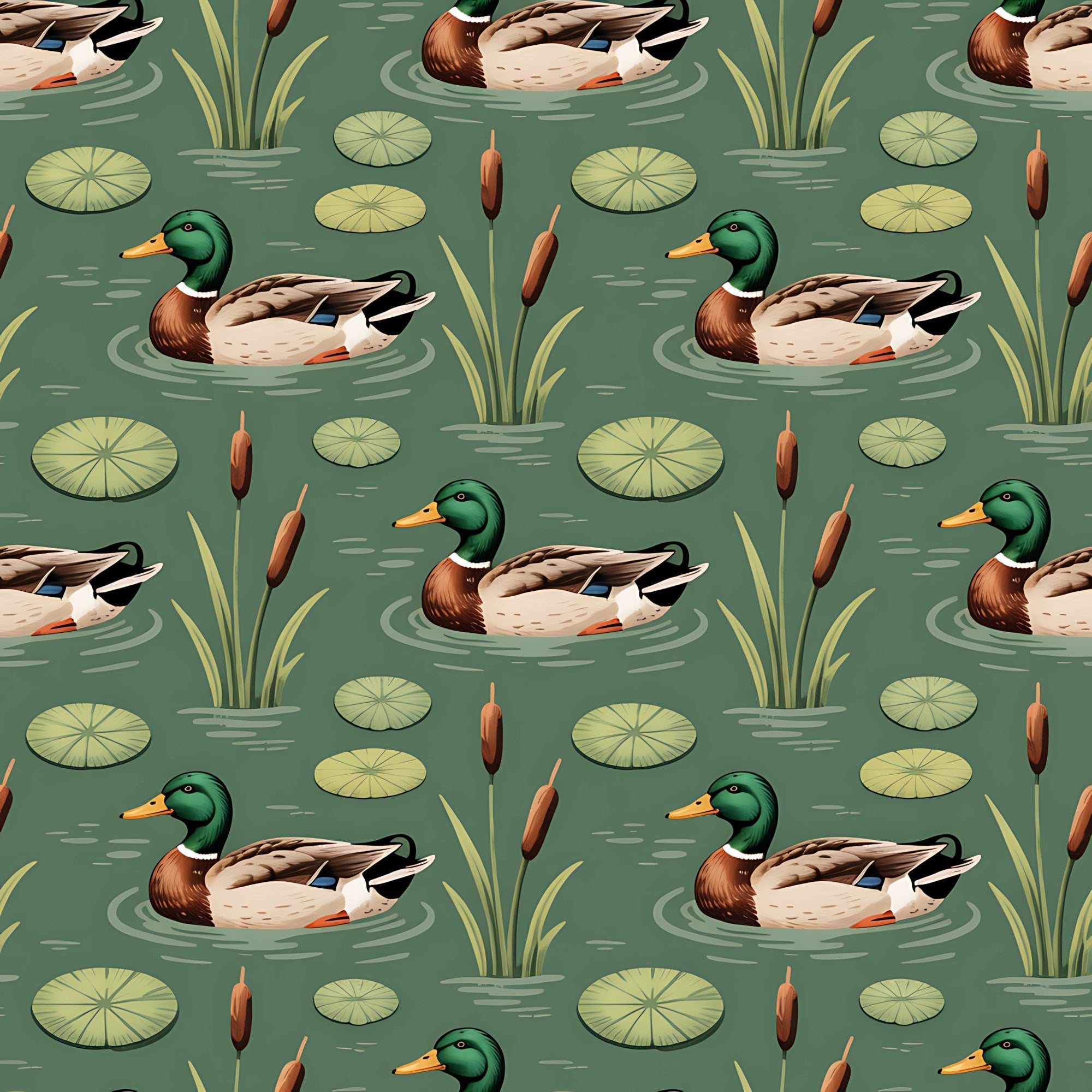 Drakes and Lilies Pattern 16 Minky Fabric