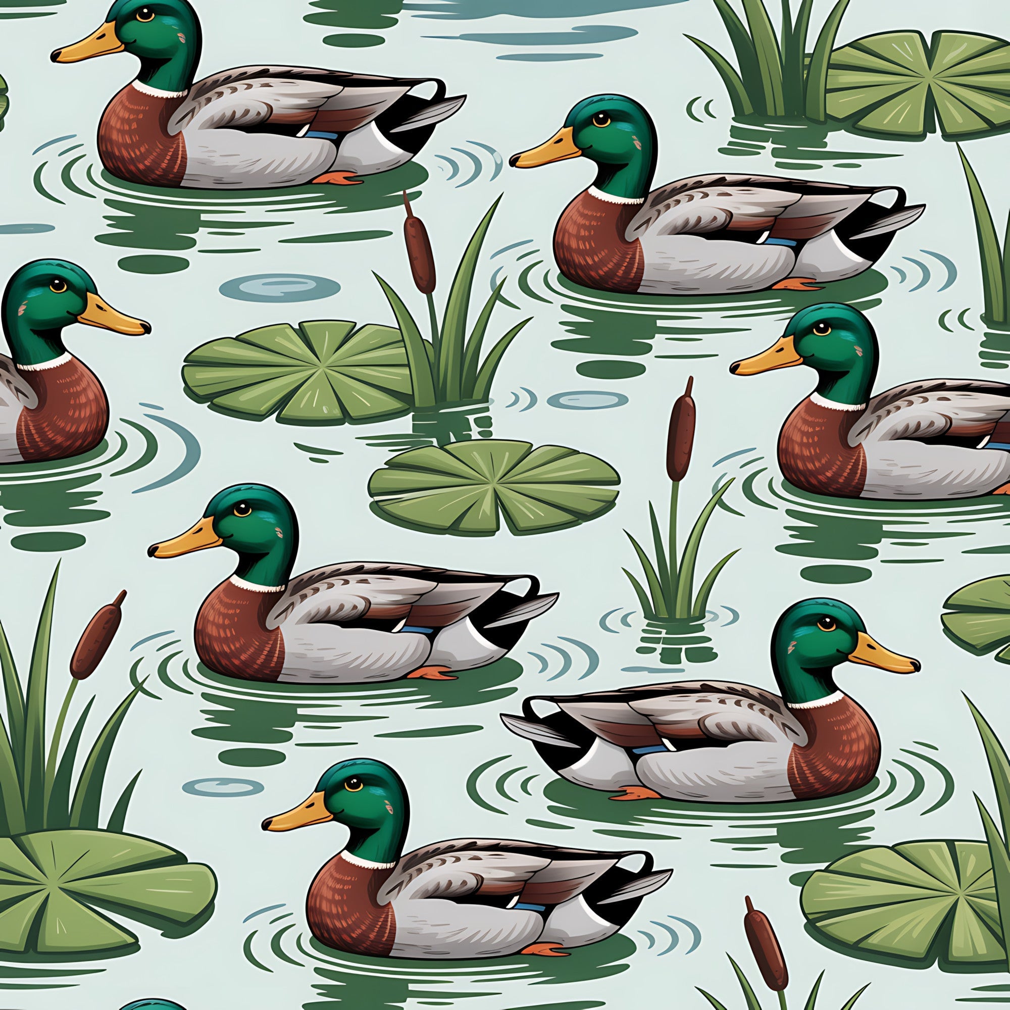 Drakes and Lilies Pattern 2 Minky Fabric