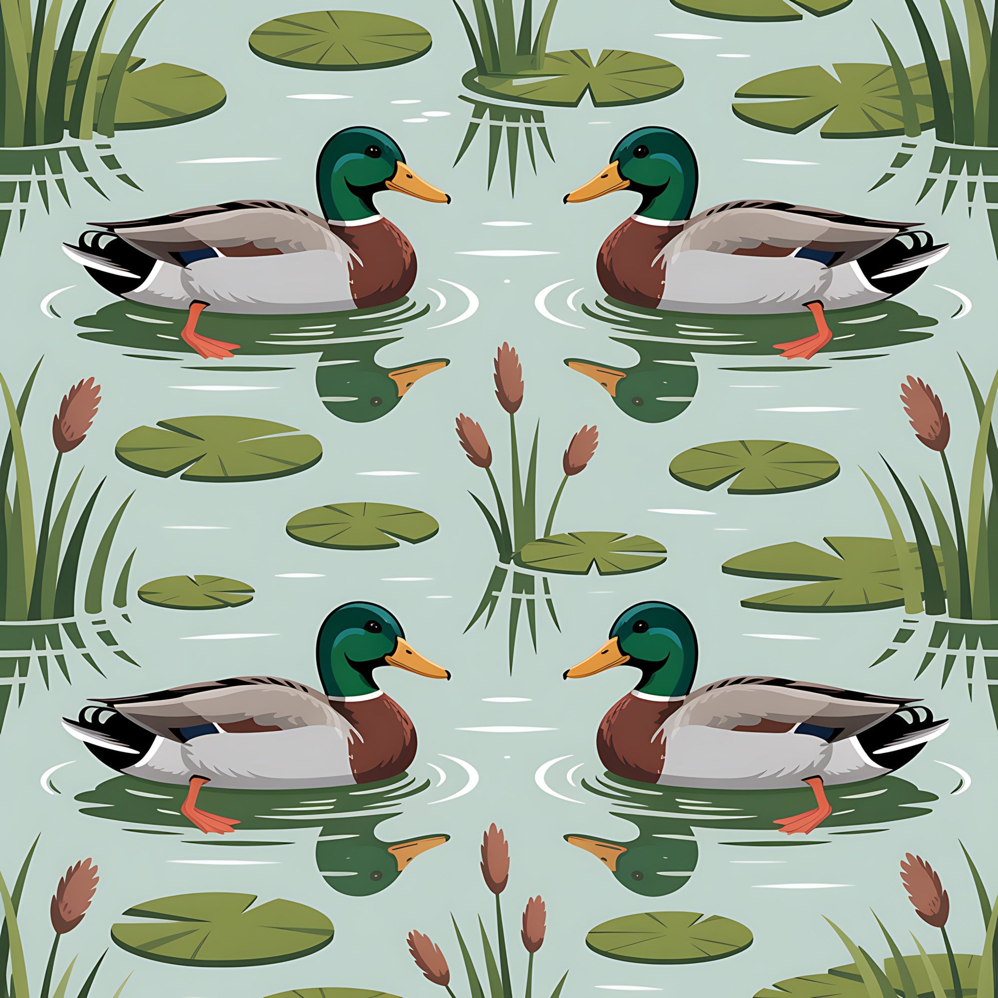 Drakes and Lilies Pattern 23 Minky Fabric