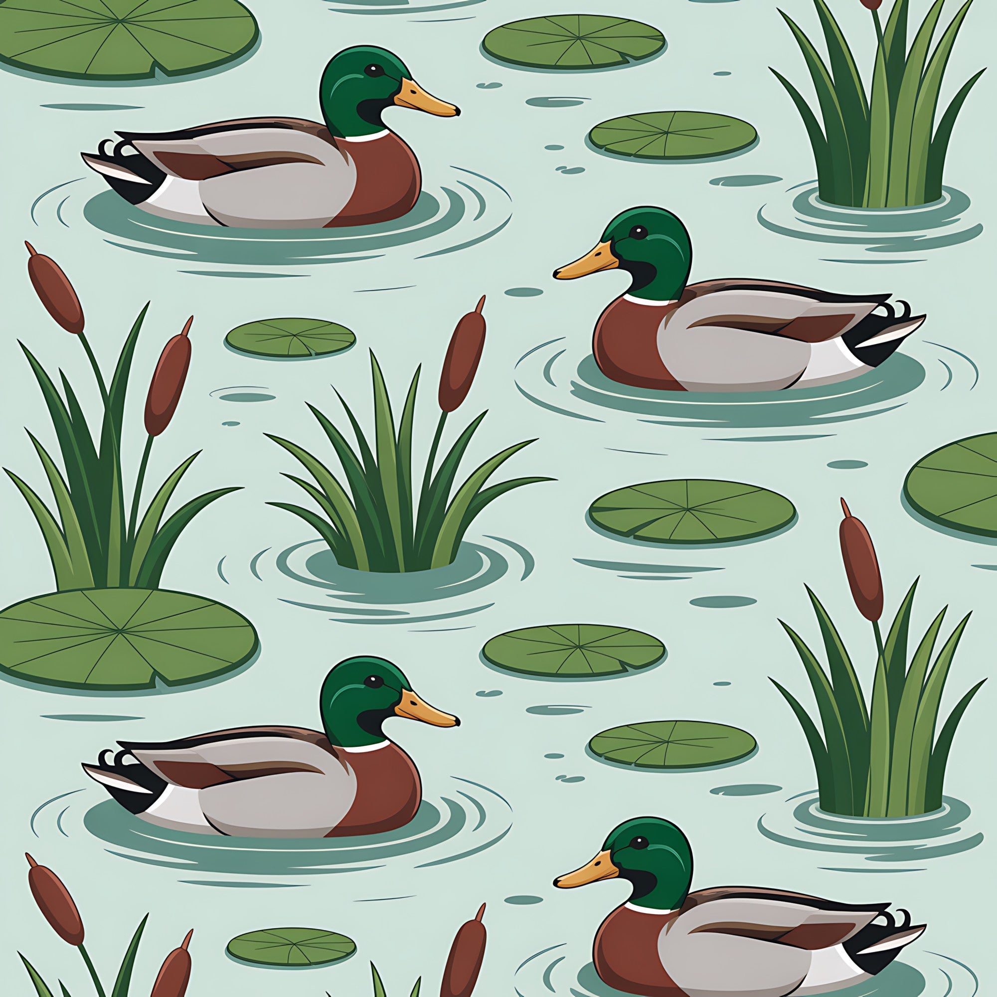 Drakes and Lilies Pattern 3 Minky Fabric