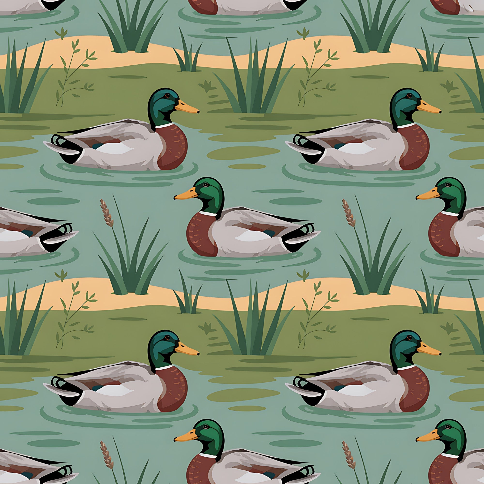 Drakes and Lilies Pattern 8 Minky Fabric