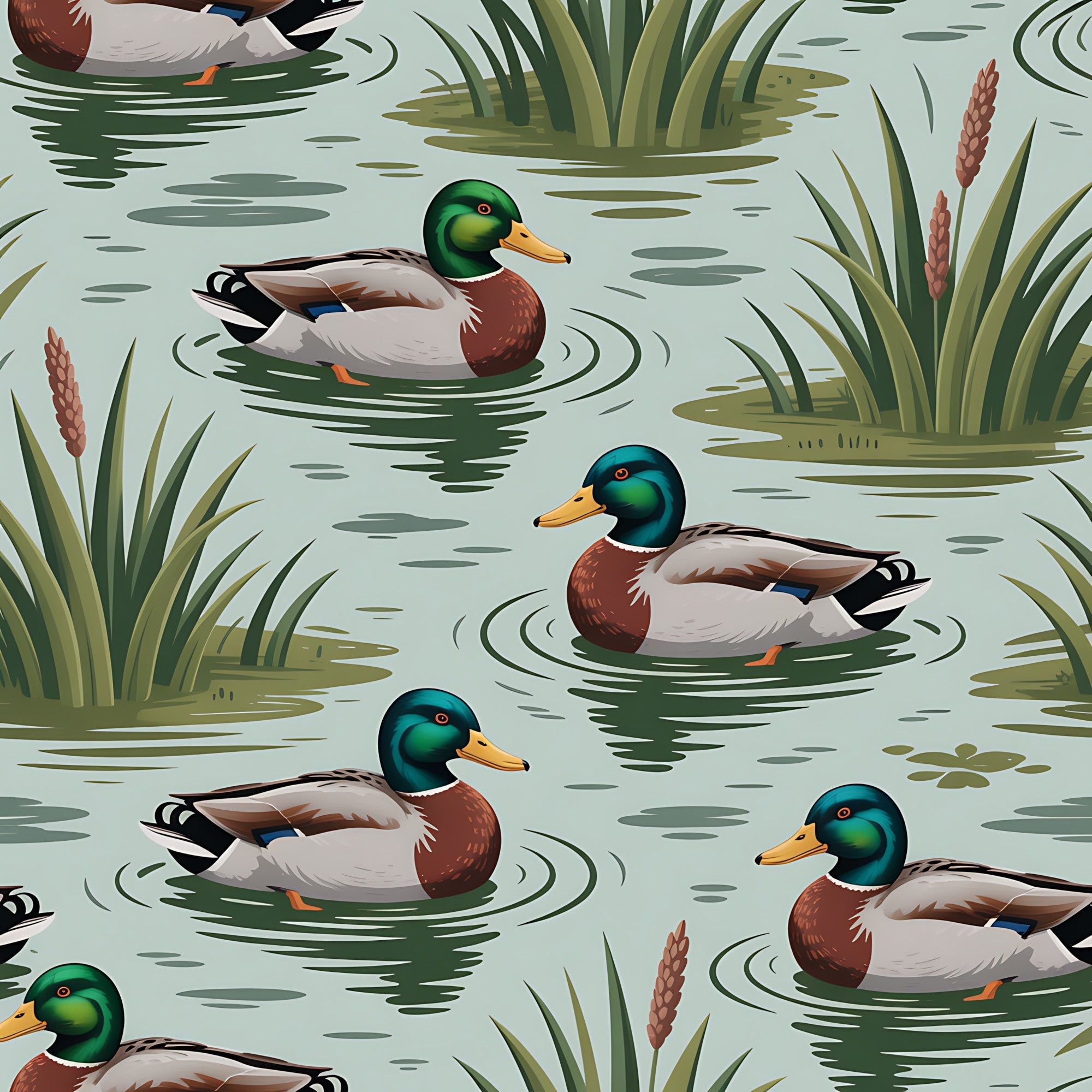 Drakes and Lilies Pattern 9 Minky Fabric
