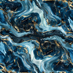 navy blue, deep blue, light blue, white, gold, metallic gold, marble pattern, swirled design, fluid texture, marbled swirls, abstract pattern, luxurious, elegant, flowing lines,, fabric panel, geode inspired, mineral texture, sophisticated design, artistic swirls
